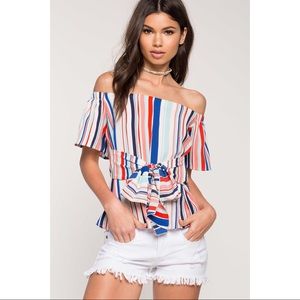 off shoulder multicolored blouse